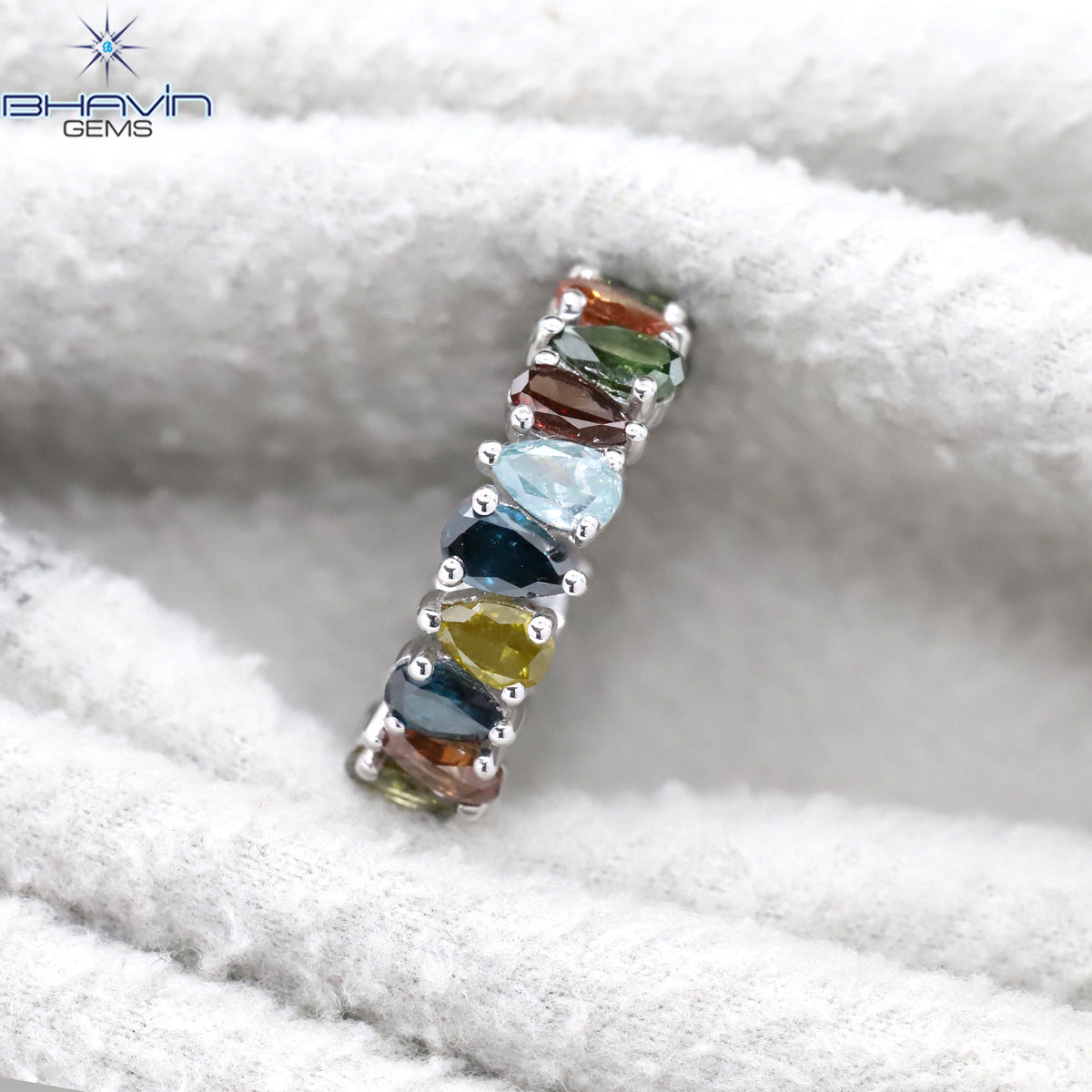 Fancy Color Pear Shaped Diamond Eternity Ring