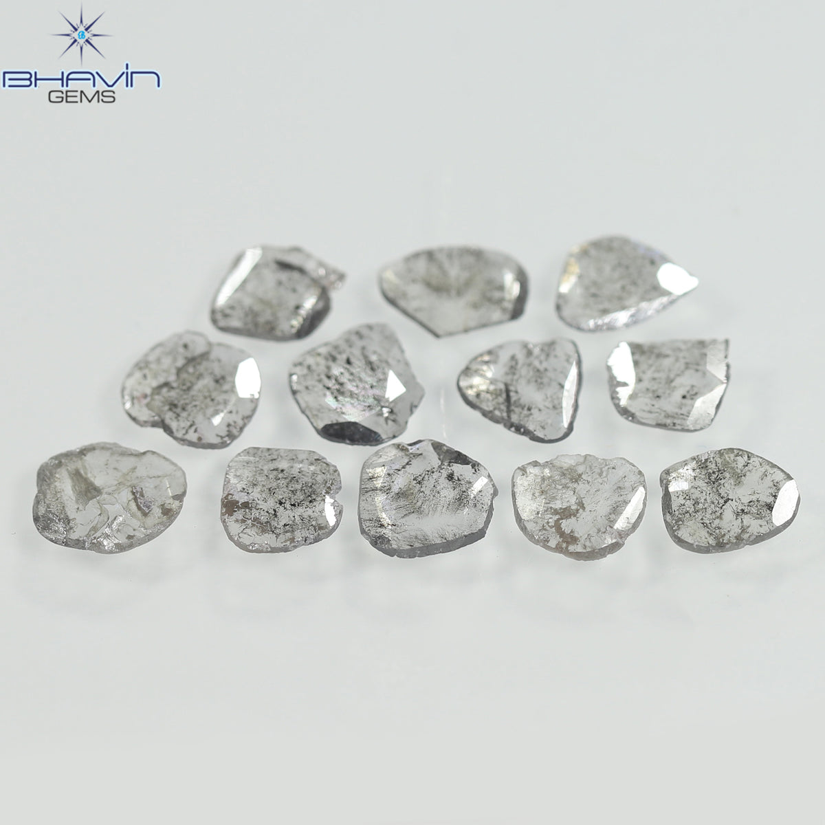 2.15 CT/12 Pcs Natural Slice Diamond Salt and Pepper Color Clarity I3 (6.10 MM)