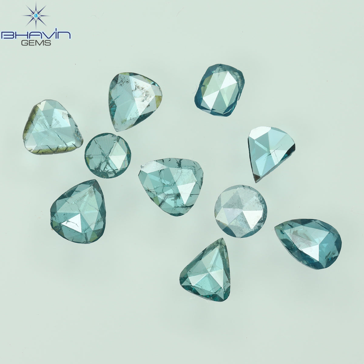 0.80 CT/10 Pcs Natural Mix Shape Diamond Enhanced Blue Color Clarity I1 (4.11 MM)