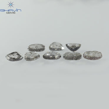 1.32 CT/8 Pcs Natural Uncut Slice Diamond Salt and Pepper Color Clarity I3 (5.57 MM)