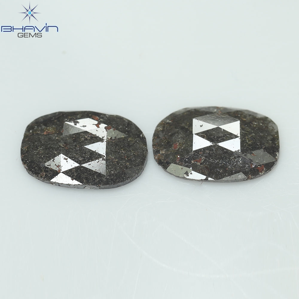 Copy of 1.82 CT/2 Pcs Oval Shape Natural Loose Diamond Brown(Salt And Pepper) Pair Diamond I3 Clarity (9.49 MM)