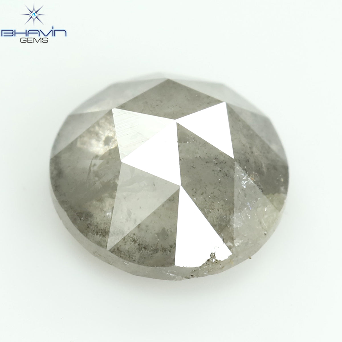 0.81 CT ラウンド ローズカット シェイプ 天然ダイヤモンド ソルト＆ペッパーカラー I3 クラリティ (5.66 MM)