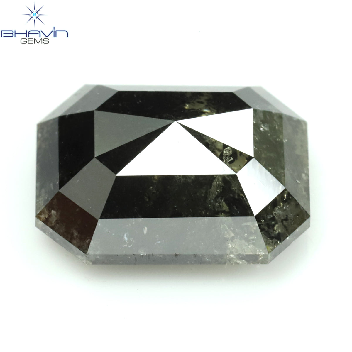 1.00 CT アッシャー シェイプ ナチュラル ダイヤモンド ソルト アンド ペッパー カラー I3 クラリティ (5.72 MM)