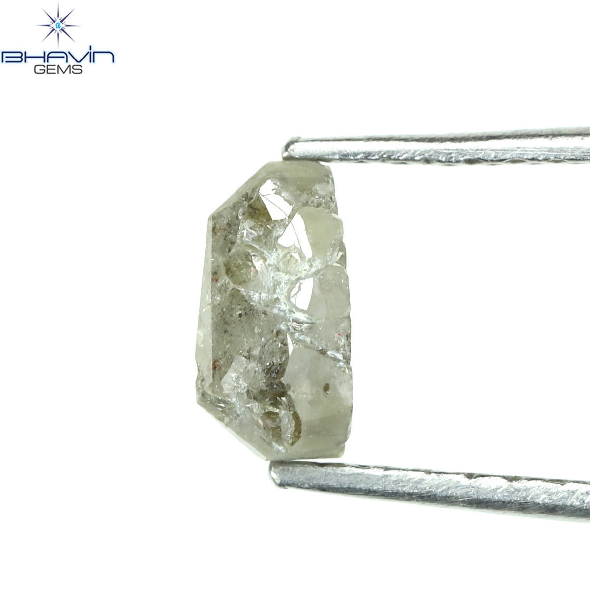 1.05 CT、ノーカット ポルキ シェイプ、天然ダイヤモンド、ブルー カラー、I3 クラリティ (5.42 MM)