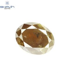 1.30 CT Oval Shape Natural Diamond Orange Color I3 Clarity (7.12 MM)