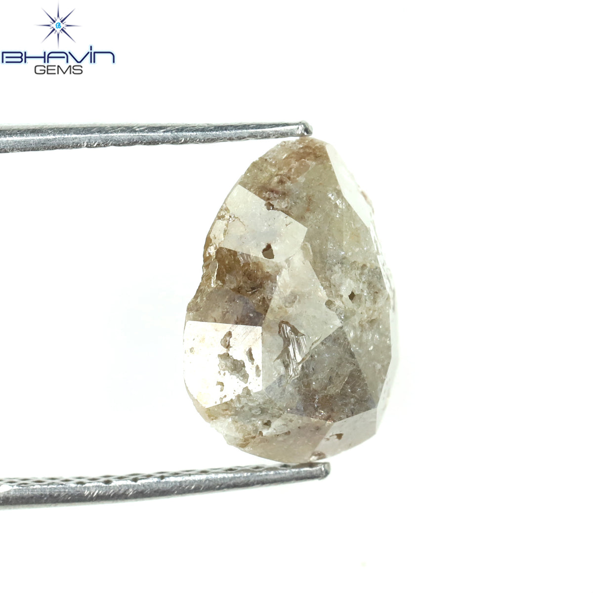 1.05 CT、ノーカット ポルキ シェイプ、天然ダイヤモンド、ブルー カラー、I3 クラリティ (5.42 MM)