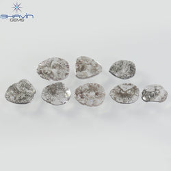 2.53 CT/8 Pcs Slice Shape Natural Diamond Salt And Pepper Color I3 Clarity (7.88 MM)
