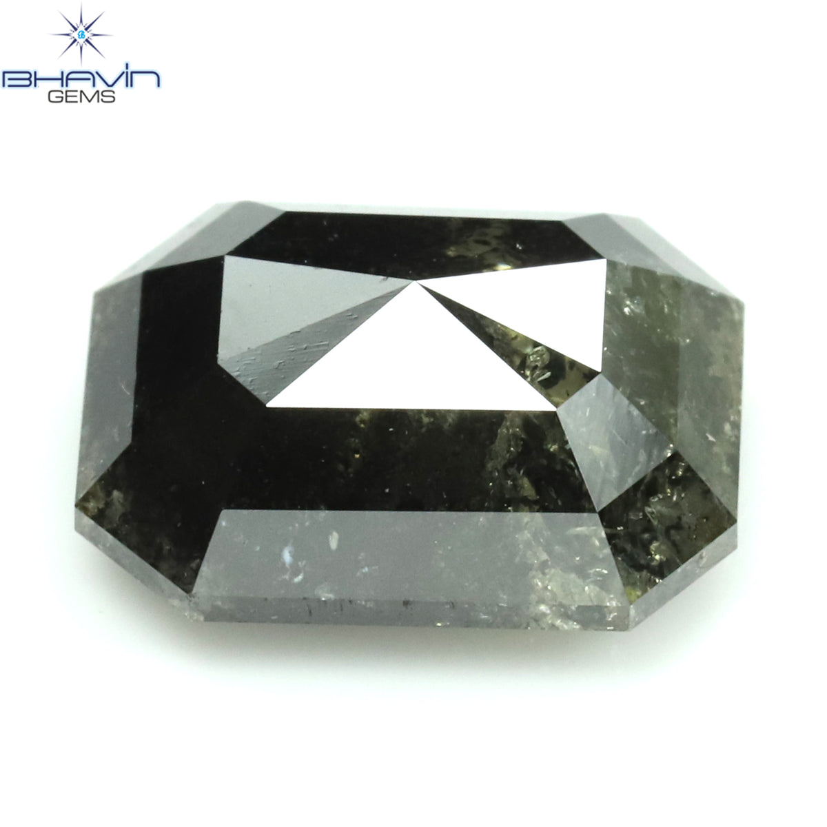 1.00 CT アッシャー シェイプ ナチュラル ダイヤモンド ソルト アンド ペッパー カラー I3 クラリティ (5.72 MM)