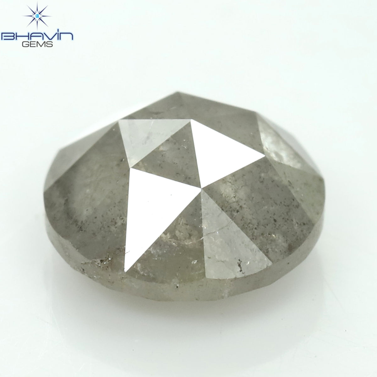 0.81 CT ラウンド ローズカット シェイプ 天然ダイヤモンド ソルト＆ペッパーカラー I3 クラリティ (5.66 MM)