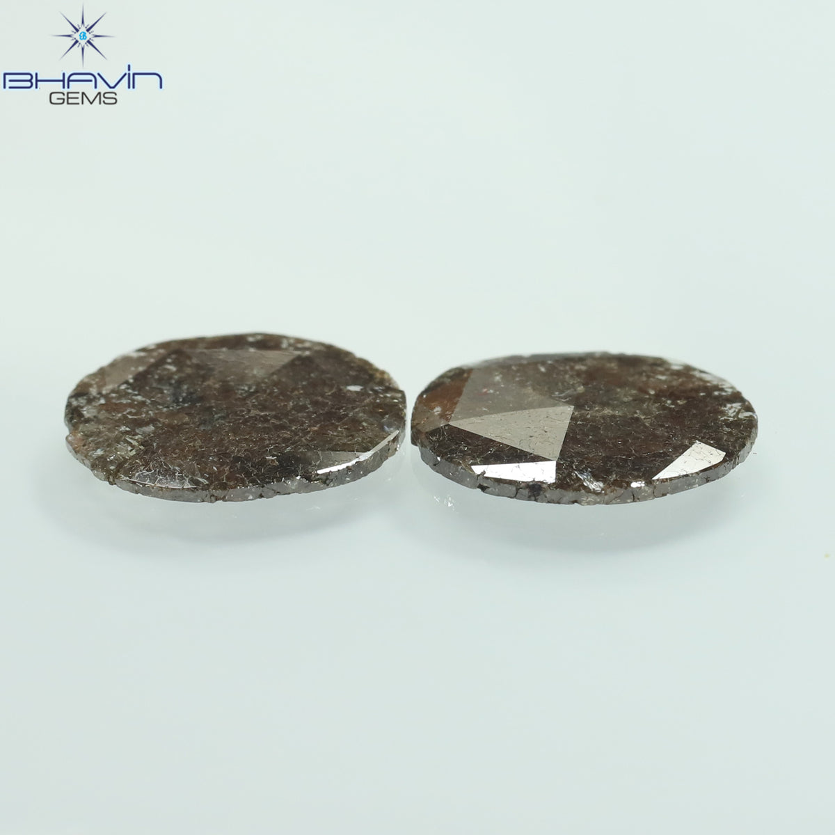 3.07 CT/2 Pcs Natural Uncut Slice Diamond Brown Color Clarity I3 (11.59 MM)