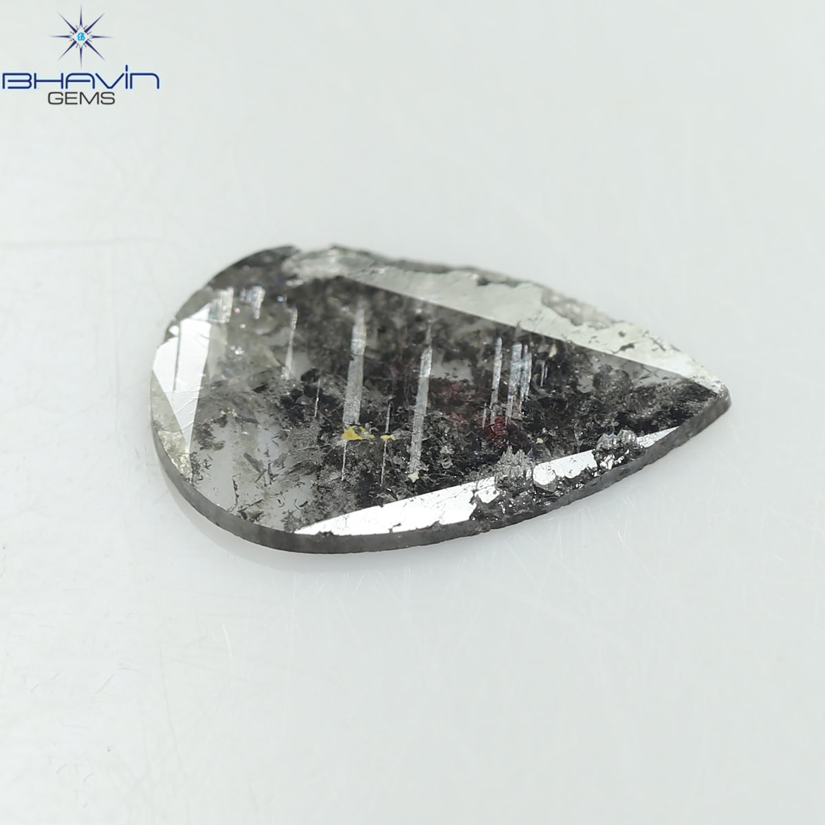 0.69 CT Natural Pear Slice Diamond Salt and Pepper Color Clarity I3 (10.85 MM)