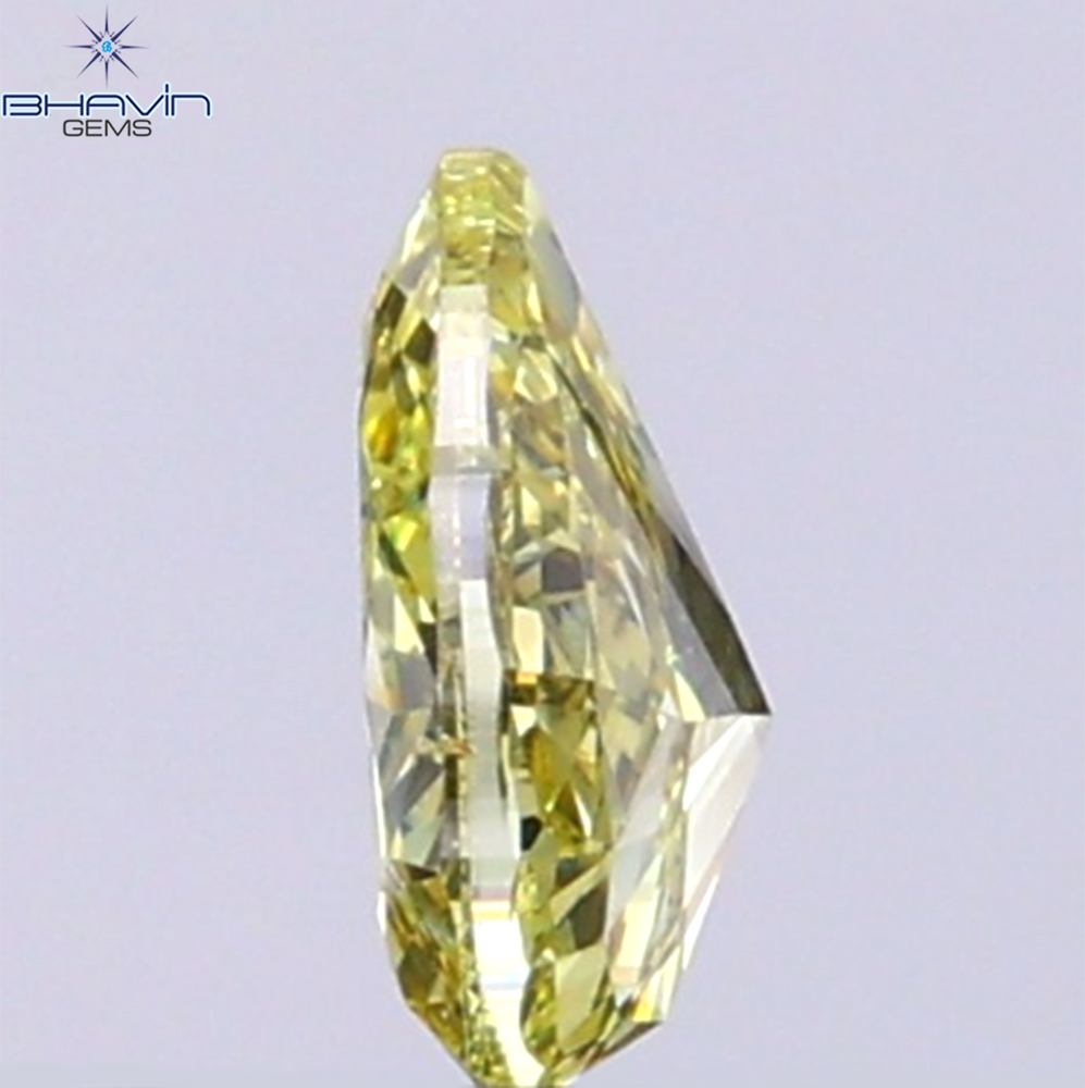 0.55 CT Natural Pear Diamond Intense Yellow Color Clarity VS2 (6.50 MM)
