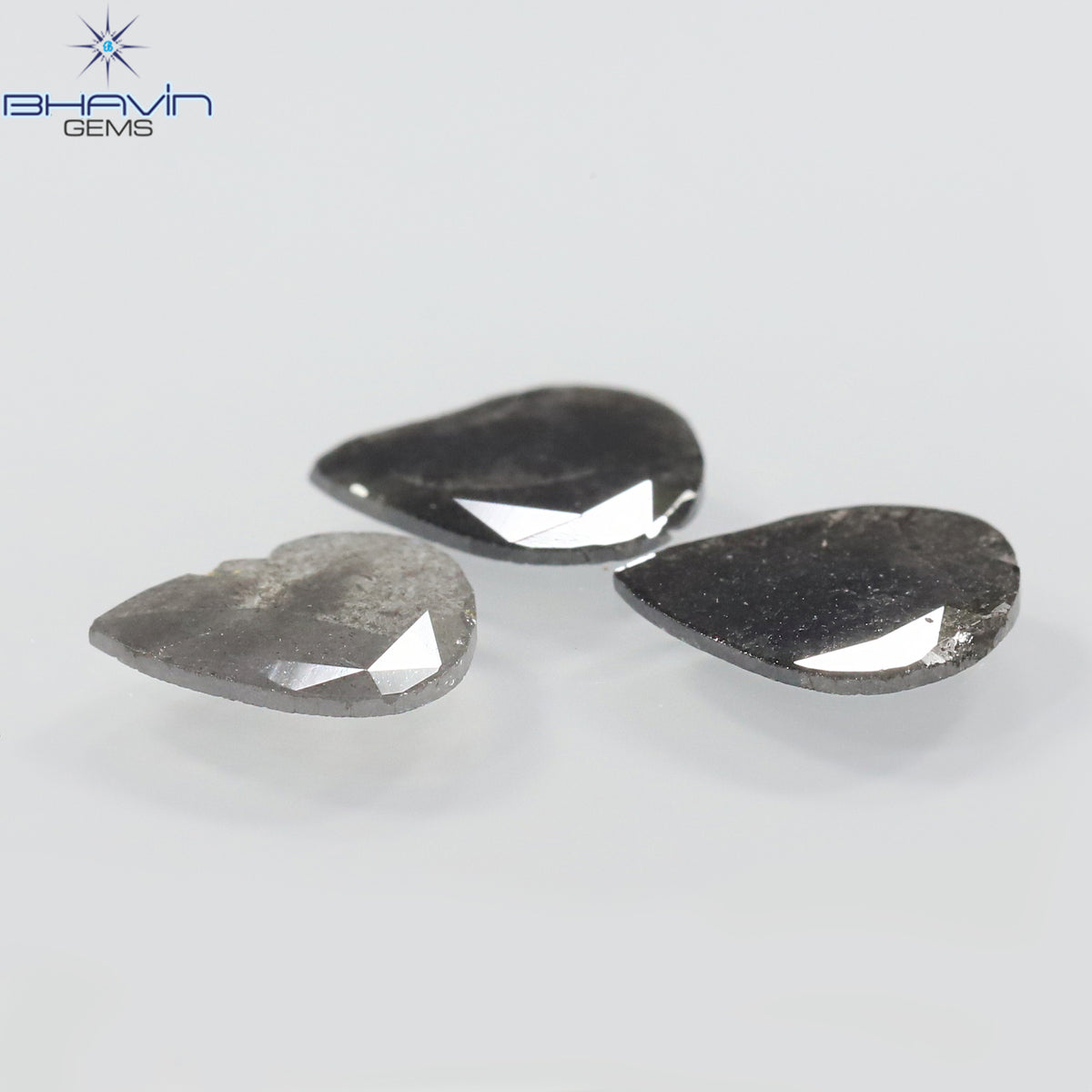 1.75 CT/5 ピース スライス形状 天然ダイヤモンド ソルト アンド ペッパー カラー I3 クラリティ (10.45 MM)