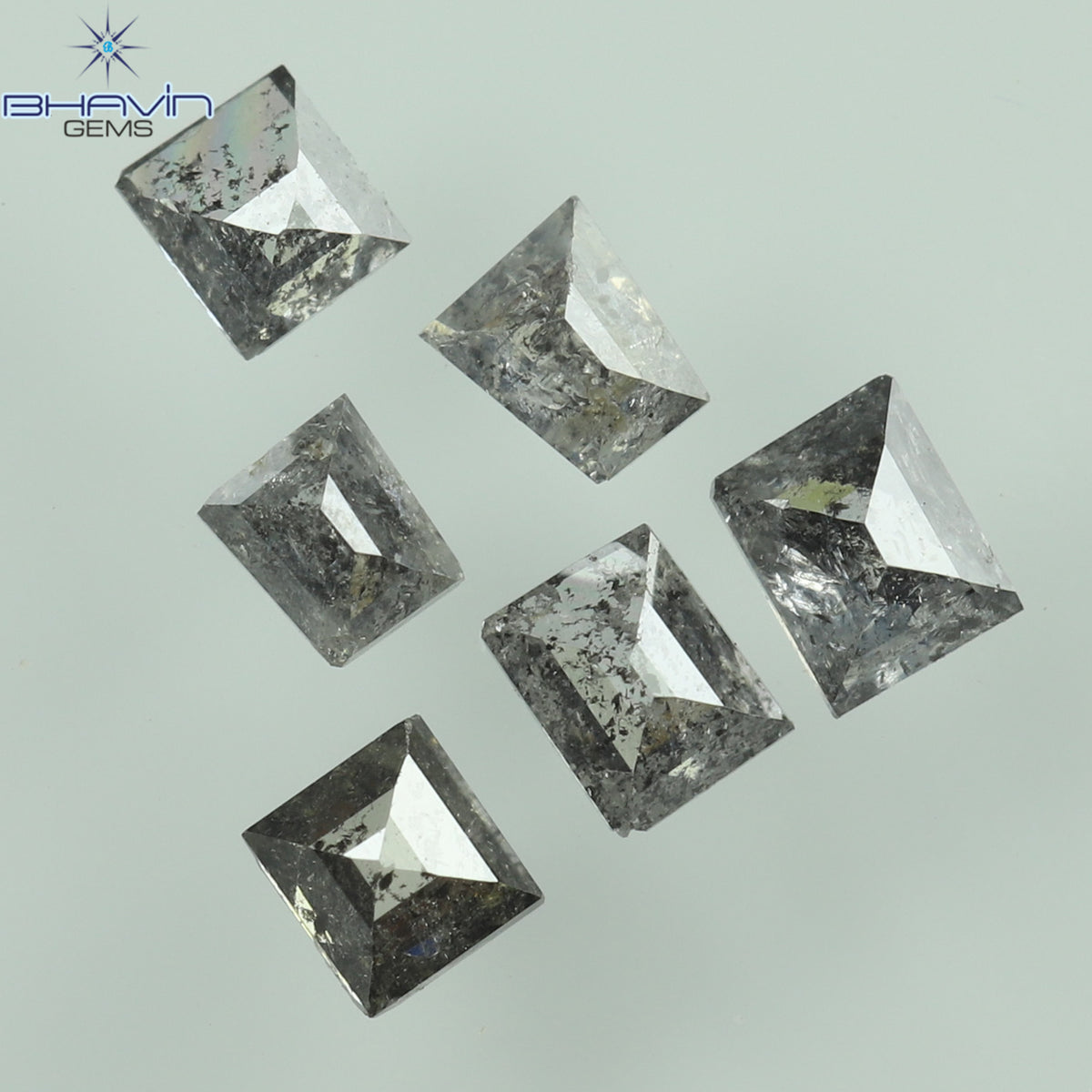 0.33 CT/6 Pcs Natural Square Baguette Diamond Salt and Pepper Color Clarity I3 (2.62 MM)