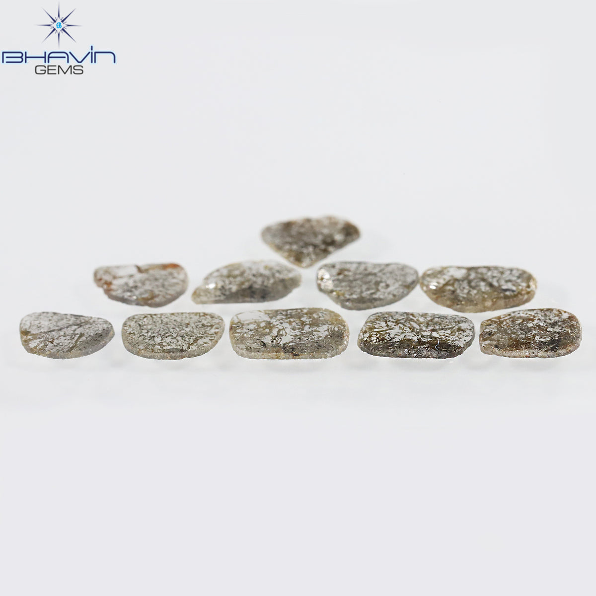2.57 CT/10 Pcs Natural Slice Diamond Salt and Pepper Color Clarity I3 (6.03 MM)