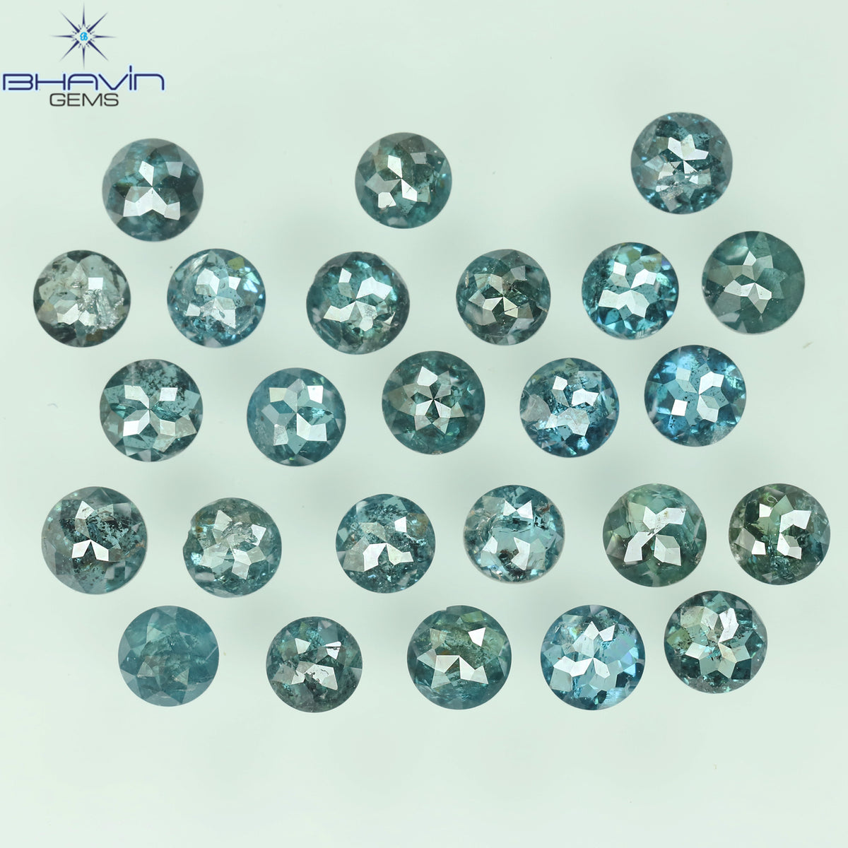 2.81 CT/25 Pcs Natural Round Rose Cut Diamond Enhanced Blue Color Clarity I3 (2.86 MM)