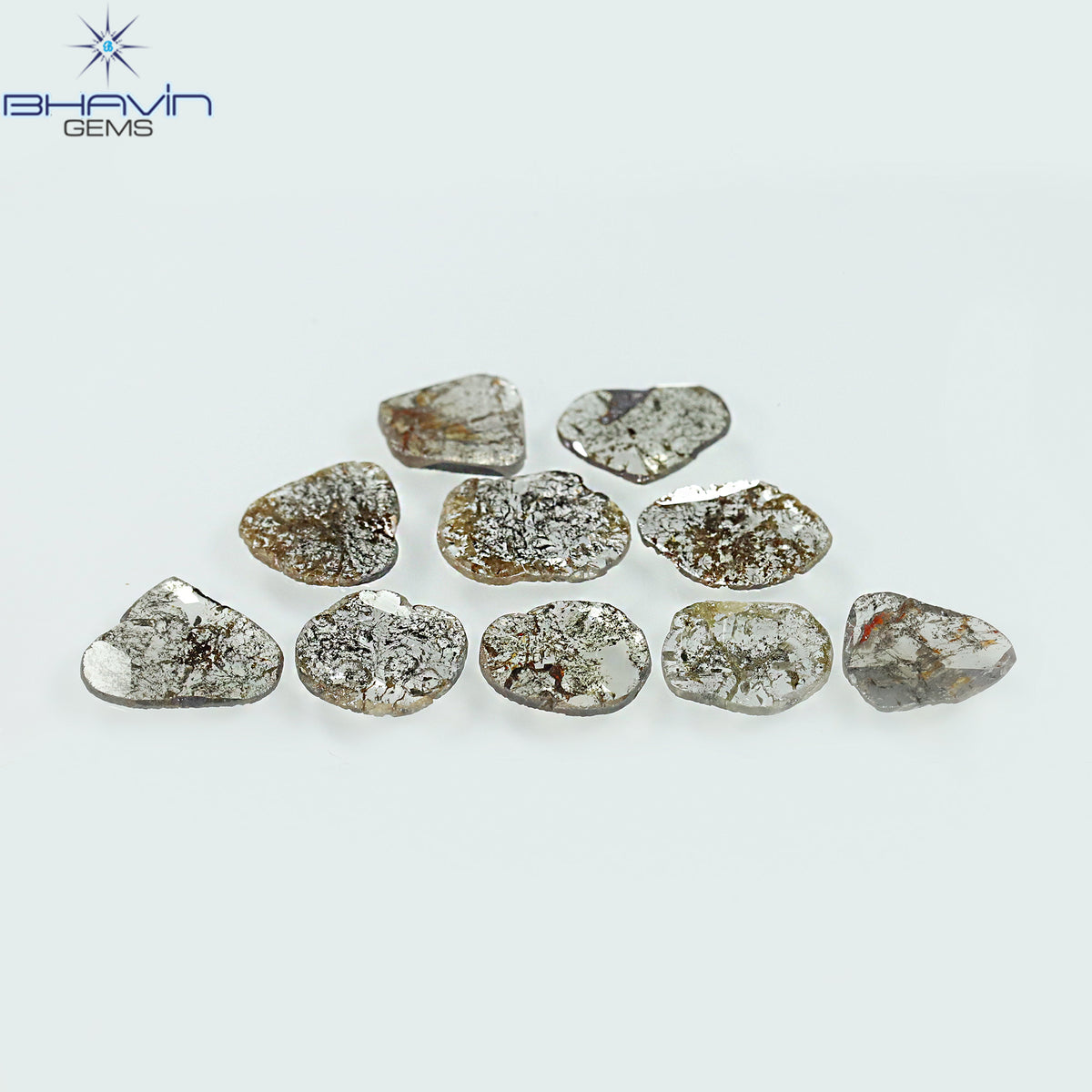 3.20 CT/10 Pcs Natural Slice Diamond Salt and Pepper Color Clarity I3 (5.94 MM)