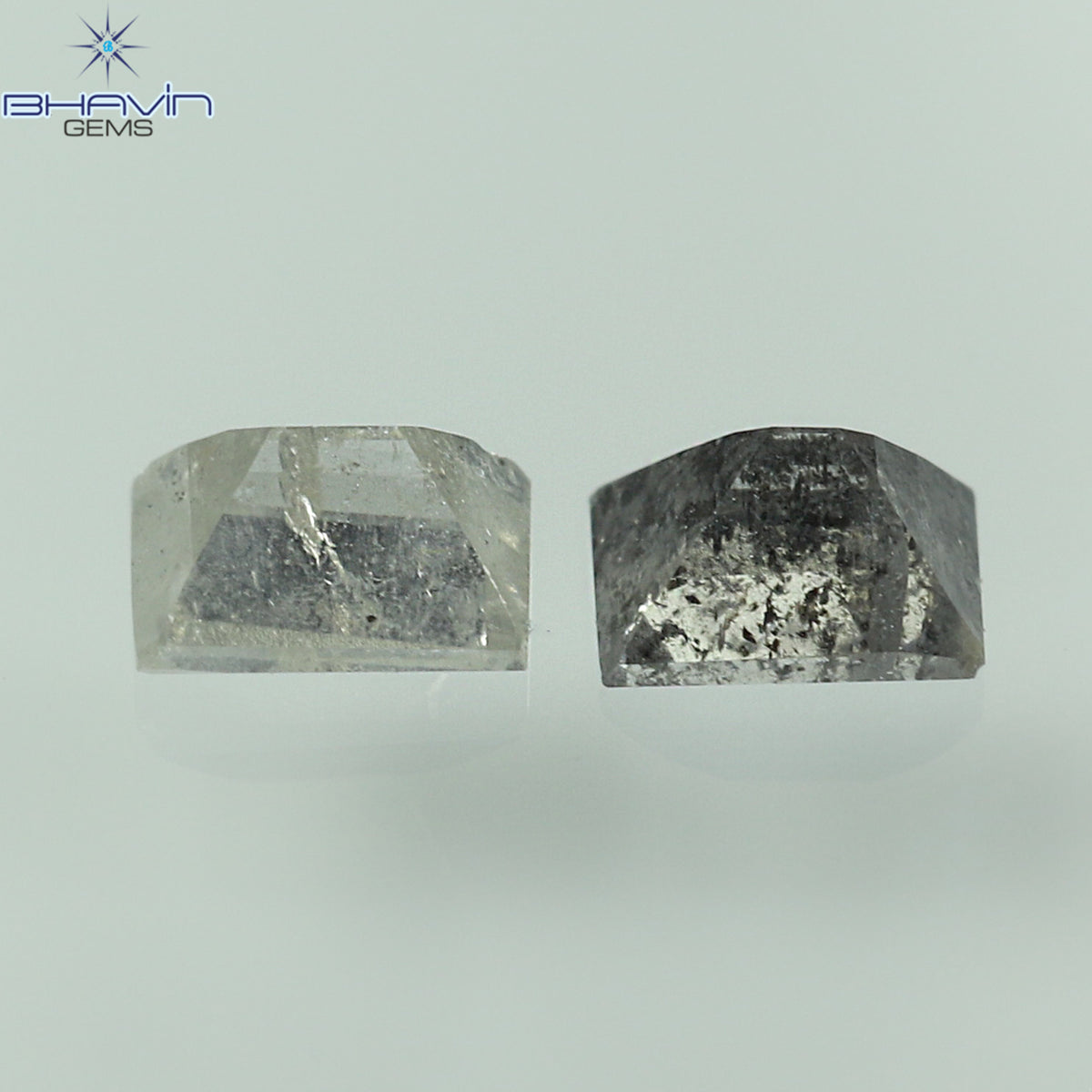 0.33 CT/2 Pcs Natural Square-Baguette Diamond Salt and Pepper Color Clarity I3 (3.57 MM)