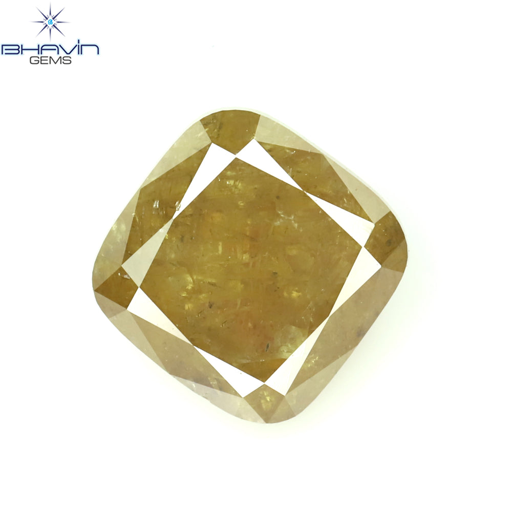 1.42 CT Cushion Diamond Natural Loose Diamond Orange Yellow Color I3 Clarity (5.93 MM)