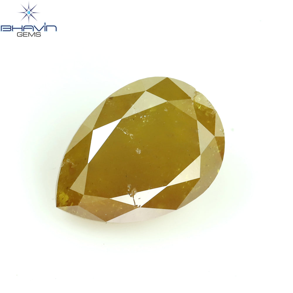 1.14 CT Pear Shape Natural Diamond Yellow Color I3 Clarity (7.58 MM)