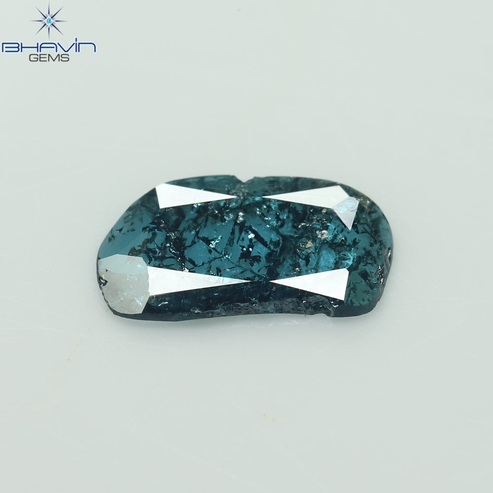 0.78 CT Enhanced Uncut Slice Shape Natural Loose Diamond Blue Color I3 Clarity (10.34 MM)