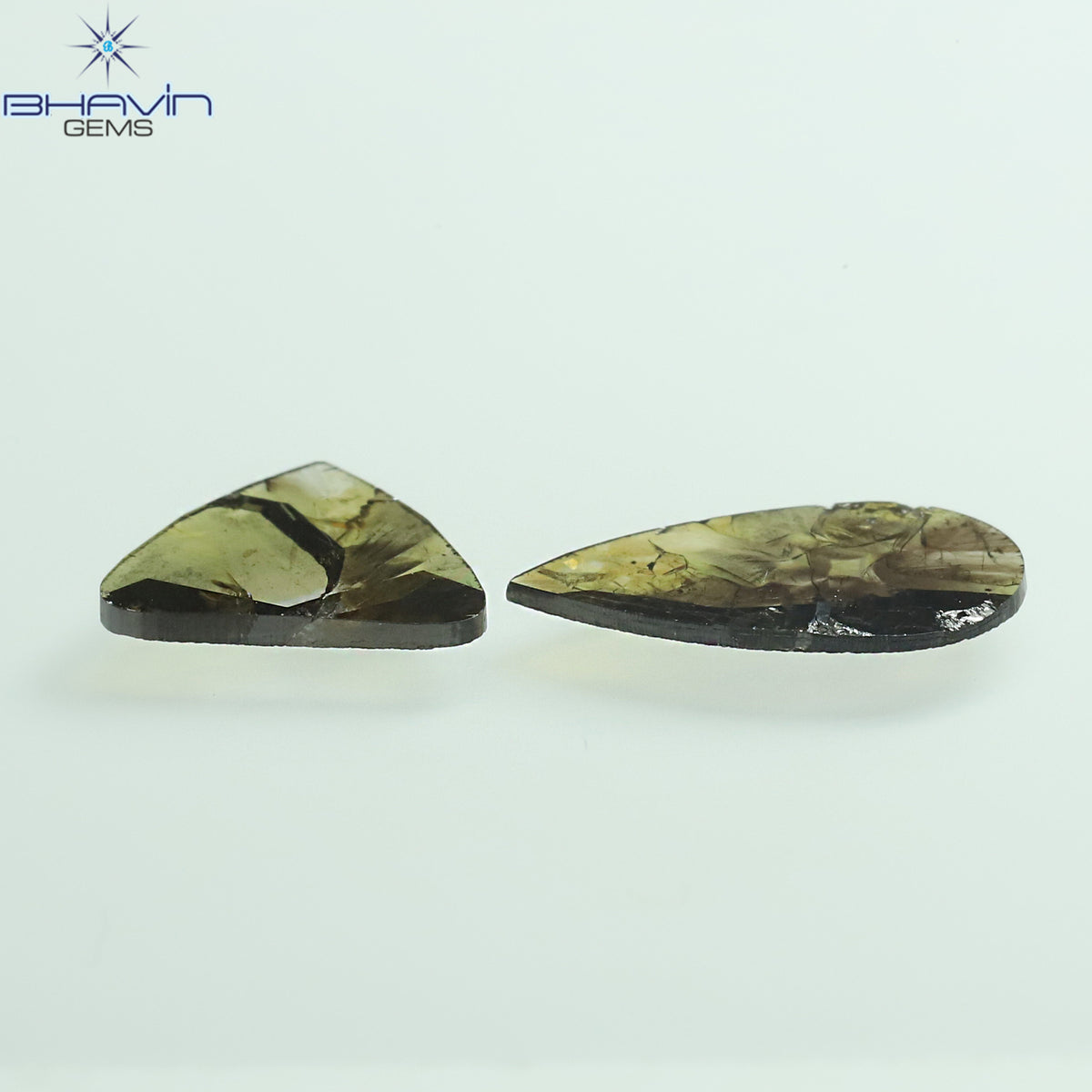 1.26 CT/2 Pcs Natural Pear Slice Diamond Brown Color Clarity I3 (11.95 MM)