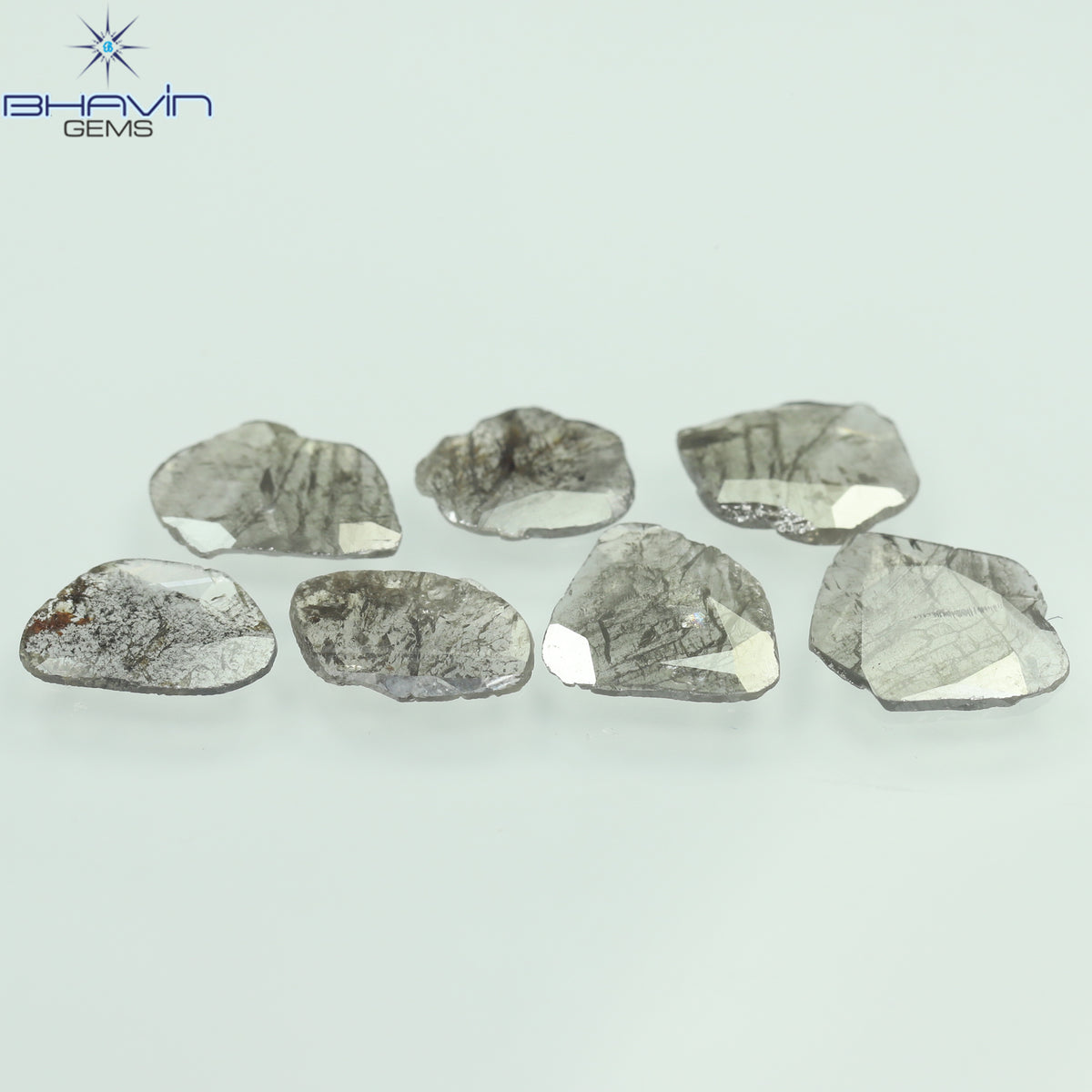 2.51 CT/7 Pcs Natural Slice Diamond Salt and Pepper Color Clarity I3 (8.37 MM)