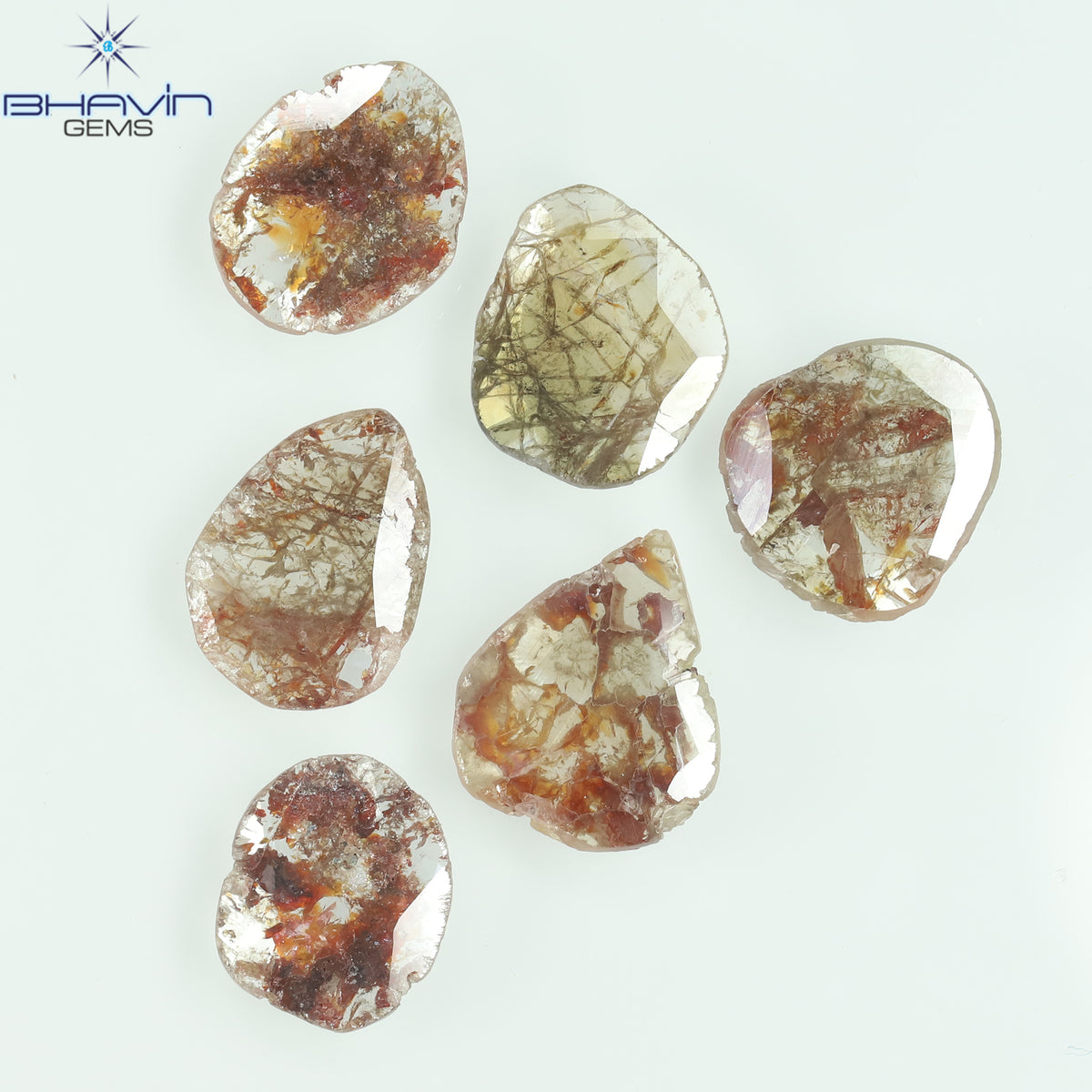 3.57 CT/5 ピース スライス シェイプ ナチュラル ルース ダイヤモンド ブラウン カラー I3 クラリティ (11.59 MM)