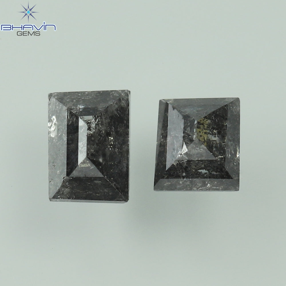 0.41 CT/2 Pcs Baguette Shape Natural Diamond Salt And Pepper Color I3 Clarity (3.80 MM)