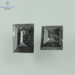 0.41 CT/2 Pcs Baguette Shape Natural Diamond Salt And Pepper Color I3 Clarity (3.80 MM)
