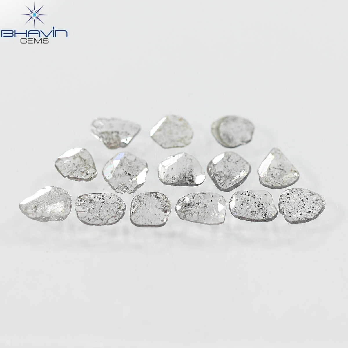 1.35 CT/2 ピース スライス形状 天然ダイヤモンド ソルト アンド ペッパー カラー I3 クラリティ (9.55 MM)