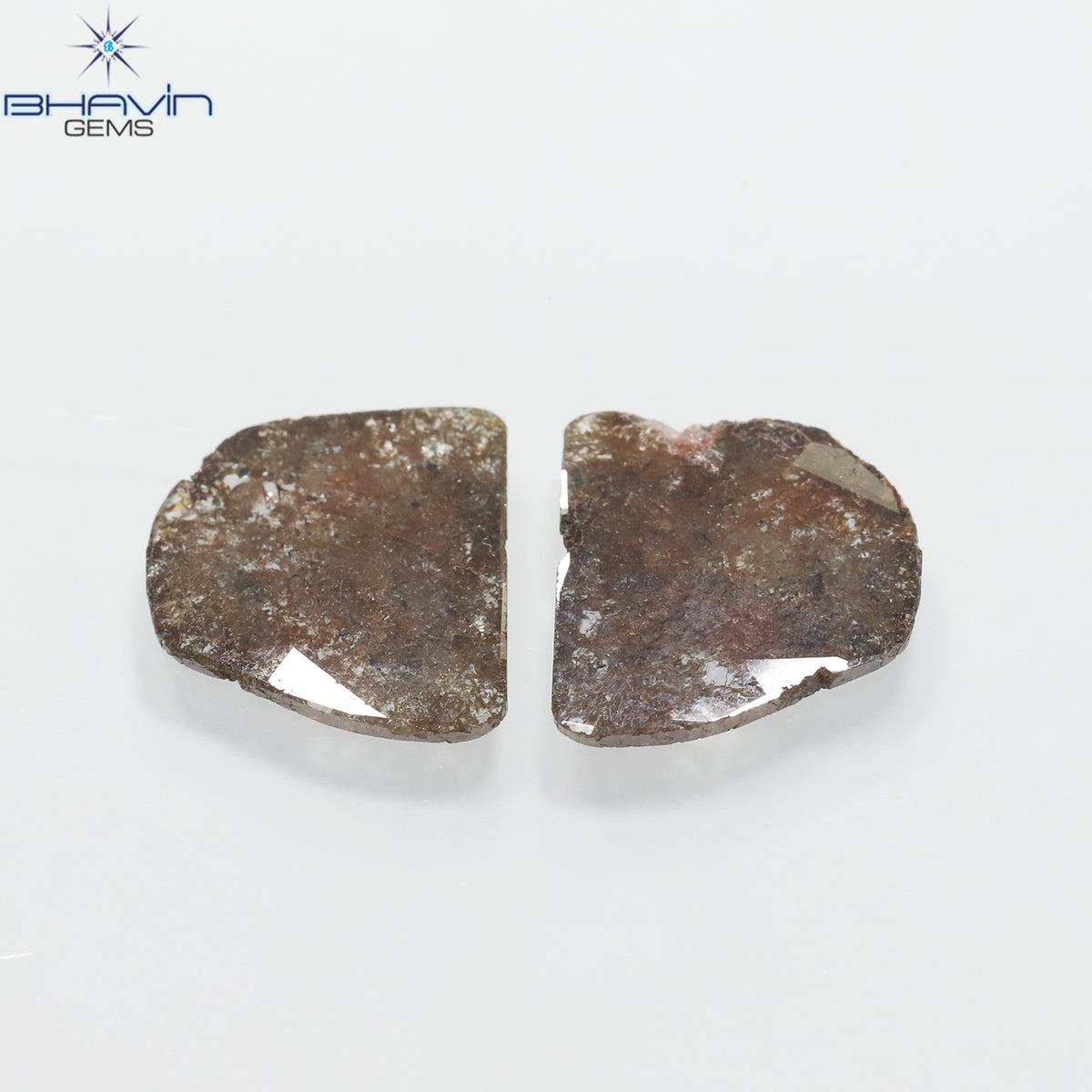 3.25 CT (2 個) ペアー スライス シェイプ ナチュラル ダイヤモンド ブラウン カラー I3 クラリティ (11.72 MM)