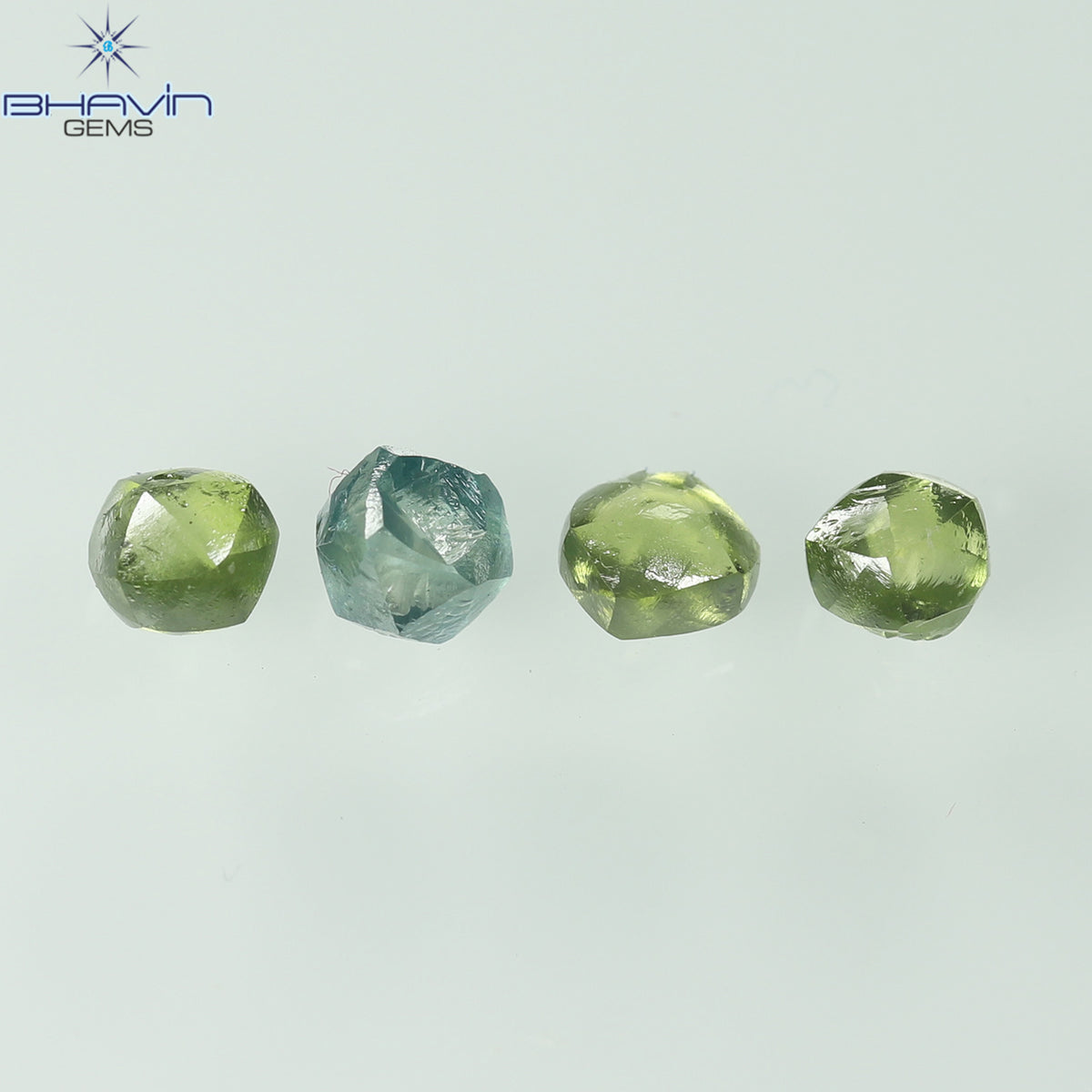 0.82 CT/4 Pcs Natural Rough Diamond Enhanced Green-Blue Color Clarity VS-SI (3.30 MM)