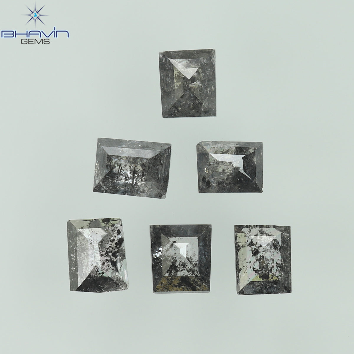0.31 CT/6 Pcs Natural Square Baguette Diamond Salt and Pepper Color Clarity I3 (2.53 MM)