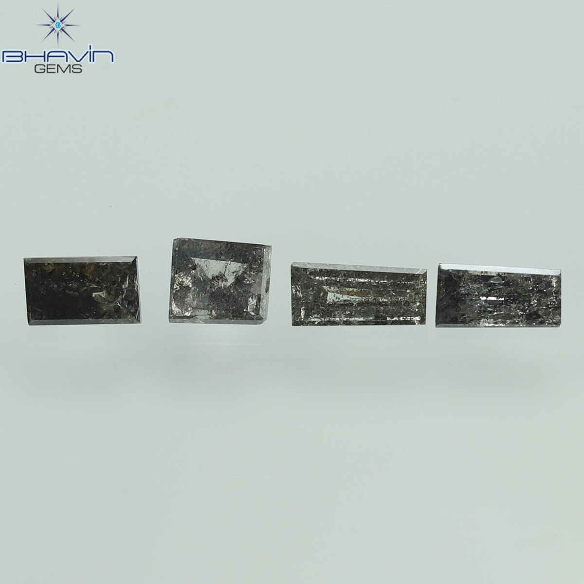 0.38 CT/4 Pcs Natural Baguette Diamond Salt and Pepper Color Clarity I3 (4.10 MM)