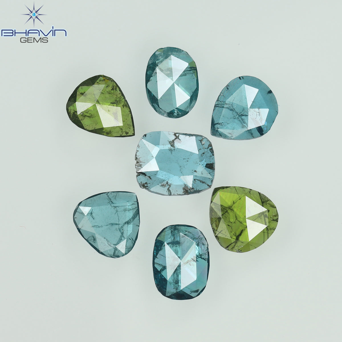 1.67 CT Natural Mix Shape Diamond Enhanced Blue-Green Color Clarity I2 (5.65 MM)
