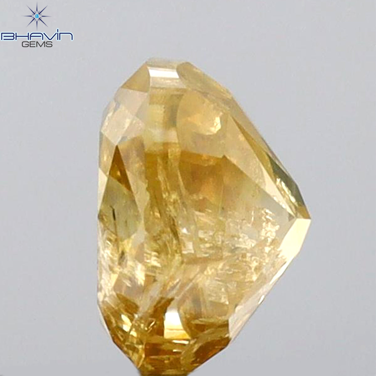 1.08 CT クッションシェイプ 天然ダイヤモンド ブラウンイエローカラー I3 クラリティ (5.71 MM)