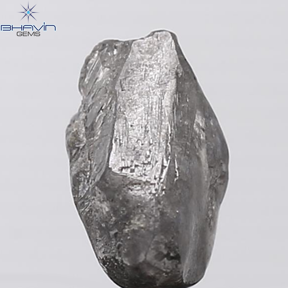 0.44 CT ラフシェイプ ナチュラル ダイヤモンド ブラック グレー (ソルト アンド パッパー) カラー I3 クラリティ (4.95 MM)