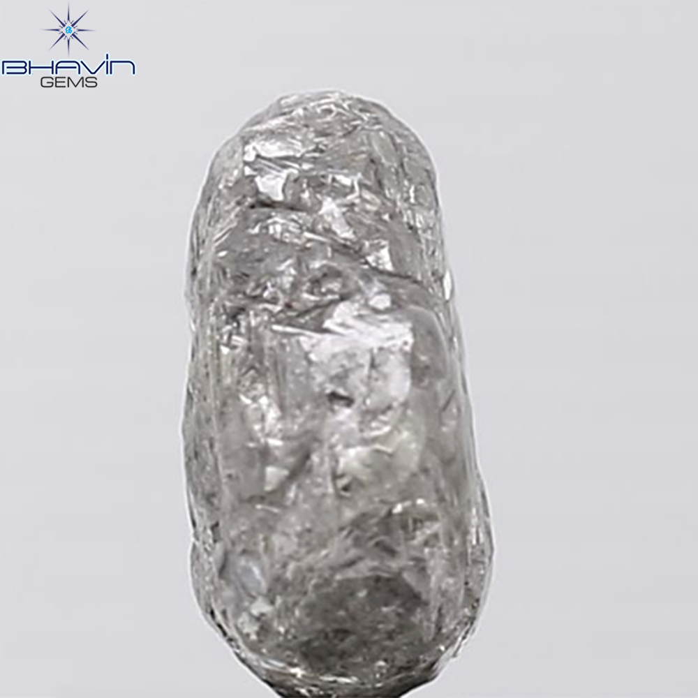 0.44 CT ラフシェイプ ナチュラル ダイヤモンド ブラック グレー (ソルト アンド パッパー) カラー I3 クラリティ (4.95 MM)