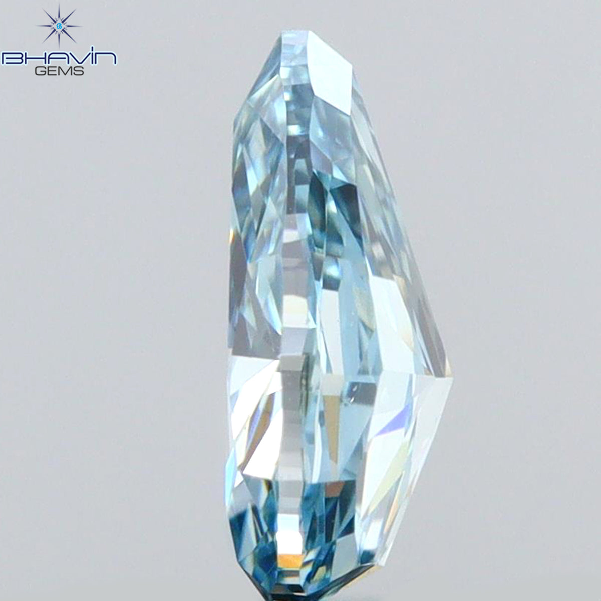 0.52 CT Natural Pear Diamond Enhanced Intense Blue Color Clarity VS1 (6.43 MM)