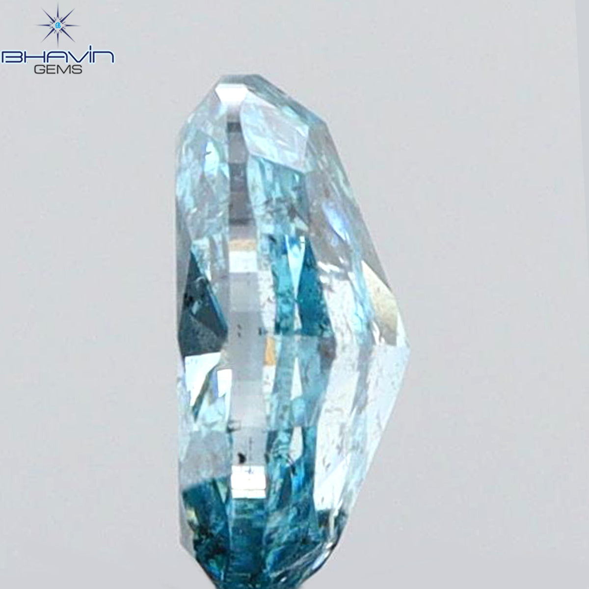 0.18 CT Natural Oval Diamond Enhanced Intense Blue Color Clarity SI2 (4.02 MM)
