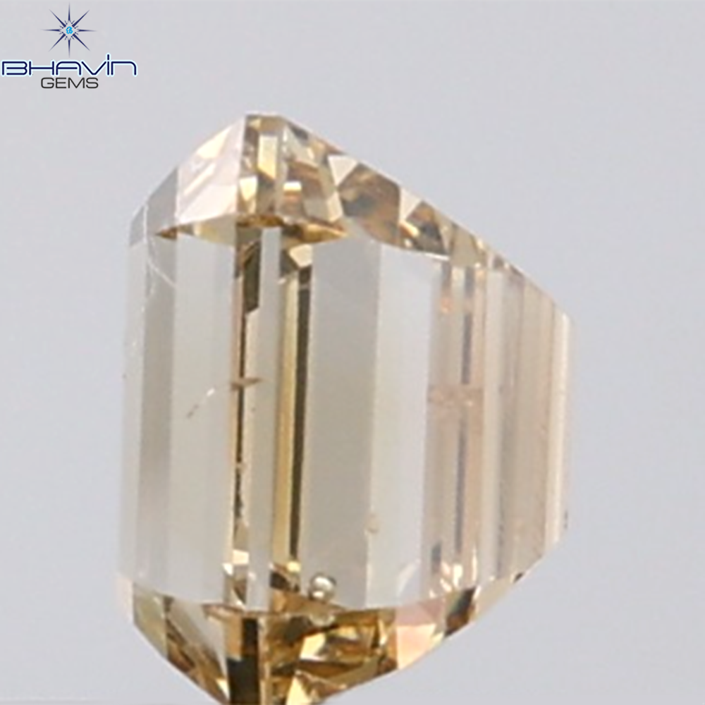 1.02 CT Emerald Diamond Natural Brown Orange Color SI1 Clarity (5.60 MM)