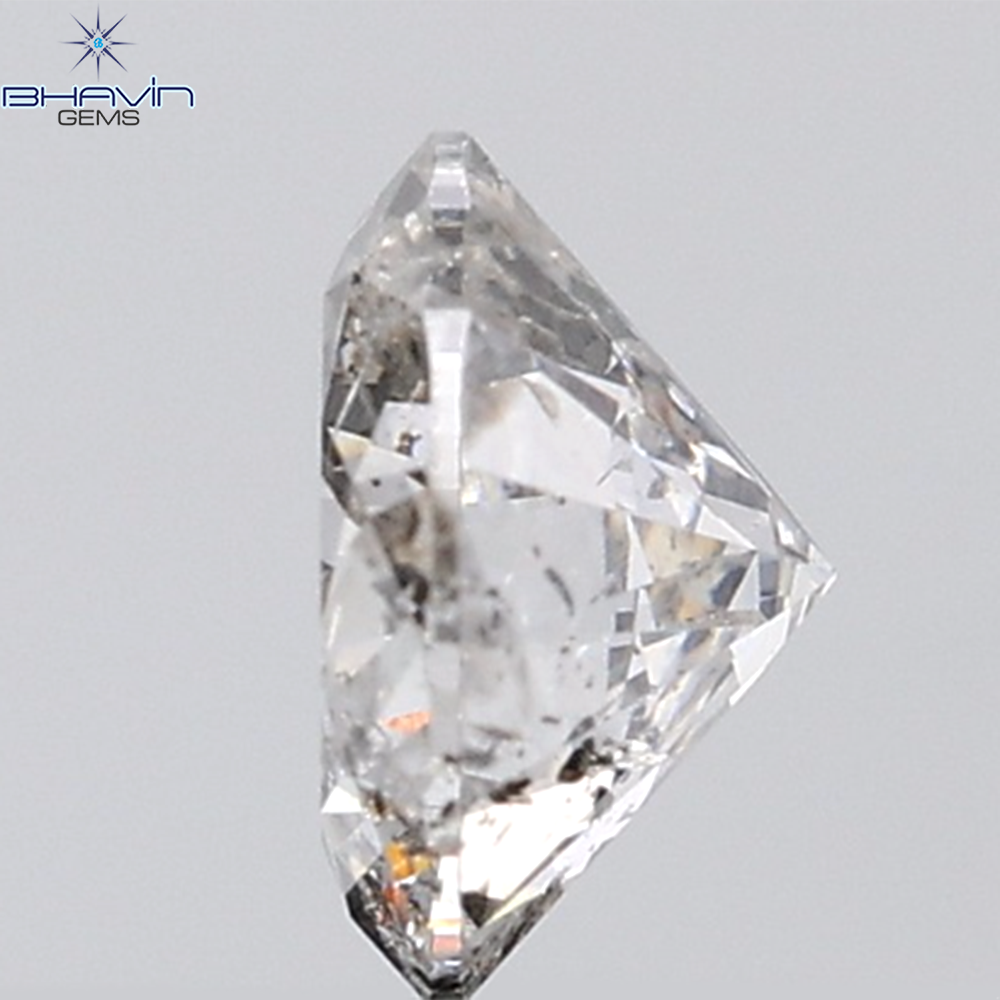 0.44 CT ラフシェイプ ナチュラル ダイヤモンド ブラック グレー (ソルト アンド パッパー) カラー I3 クラリティ (4.95 MM)