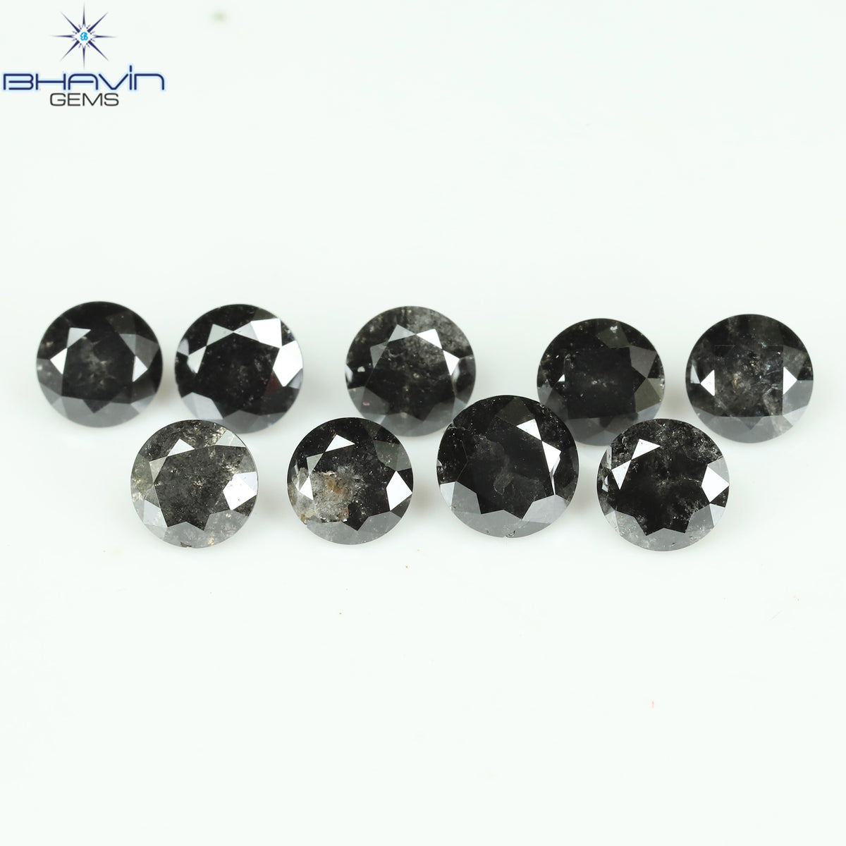 1.00 CT/6 個 ラウンド シェイプ ナチュラル ルース ダイヤモンド ソルト アンド ペッパー カラー I3 クラリティ (3.52 MM)