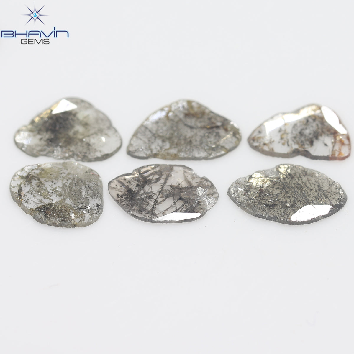 2.68 CT/6 Pcs Natural Slice Diamond Salt and Pepper Color Clarity I3 (10.12 MM)
