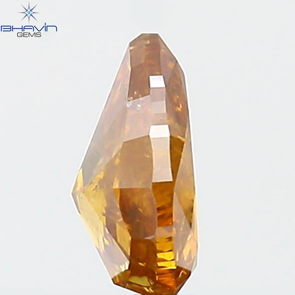 1.03 CT Pear Shape Natural Diamond Orange Yellow Color I3 Clarity (7.94 MM)