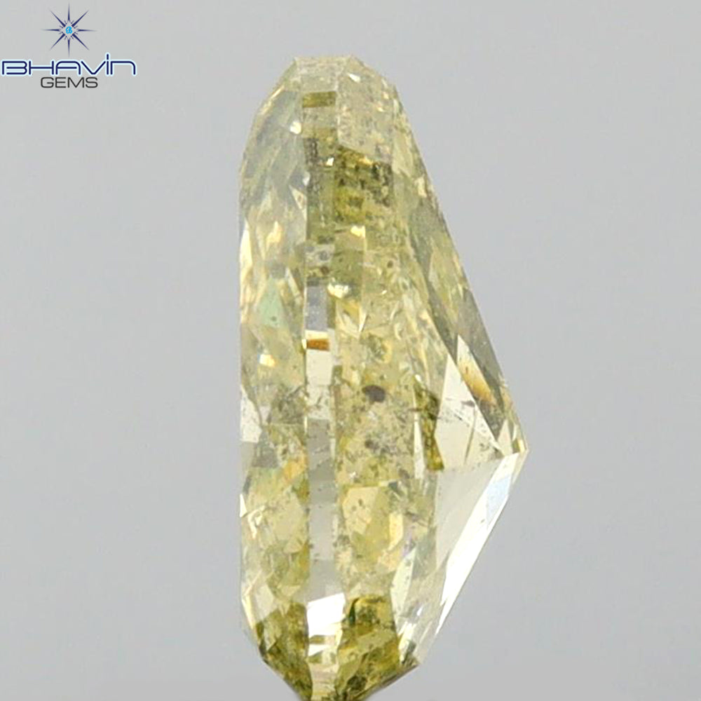 1.01 CT Pear Shape Natural Diamond Greenish Yellow Color I2 Clarity (7.80 MM)