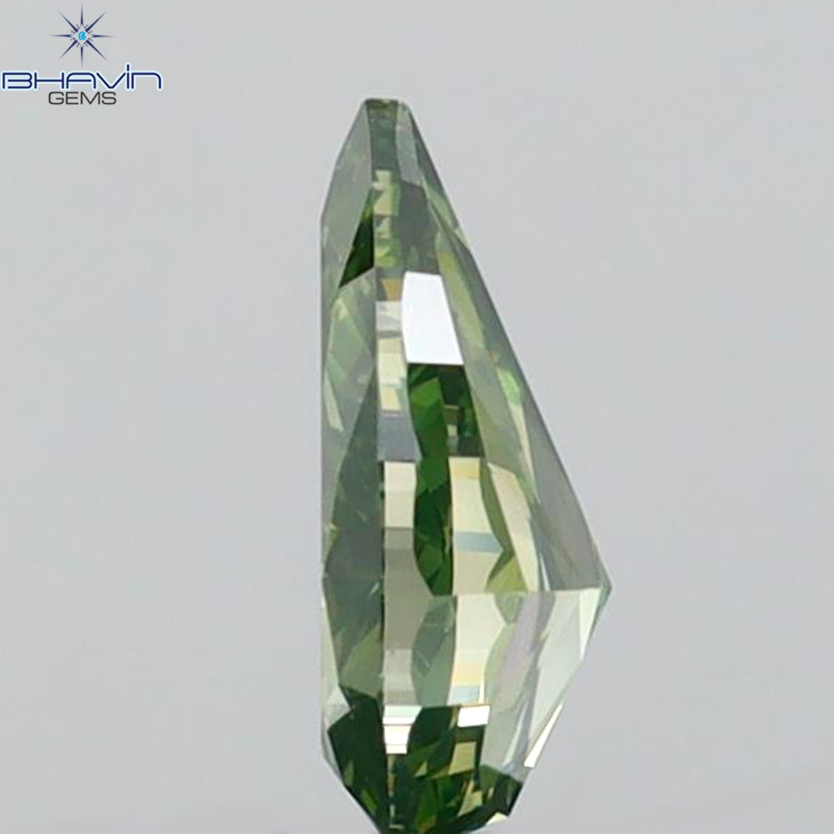 0.61 CT Natural Pear Diamond Enhanced Vivid Green Color Clarity VS2 (7.22 MM)