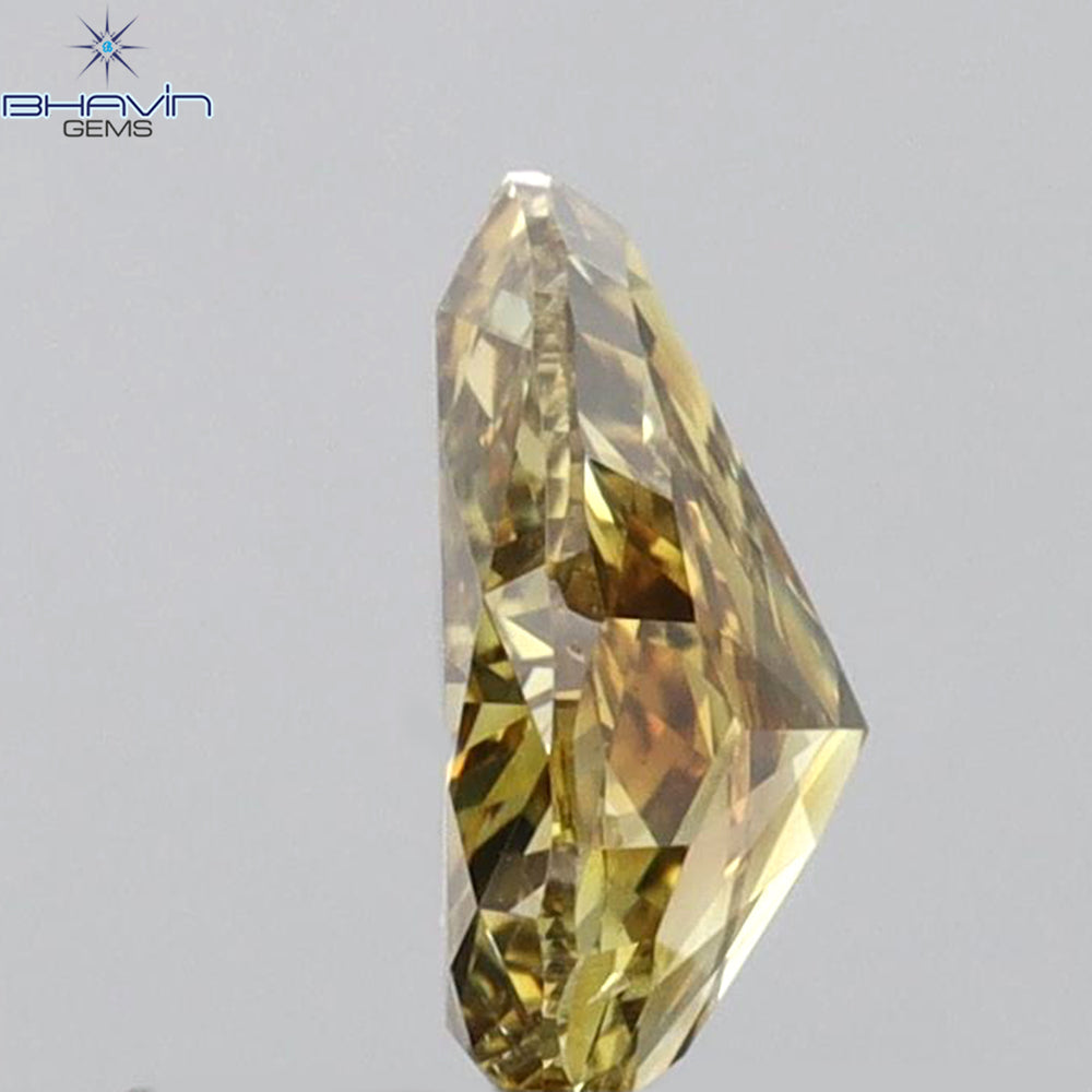 0.59 CT Pear Shape Natural Diamond Orange Yellow Color VS2 Clarity (6.50 MM)