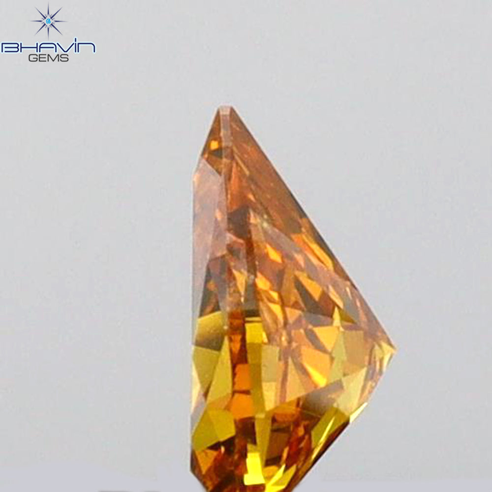 0.23 CT Pear Shape Natural Diamond Orange Color I1 Clarity (4.90 MM)